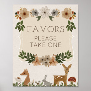 Favoriter Underteckna Modern Woodland Baby Shower Poster