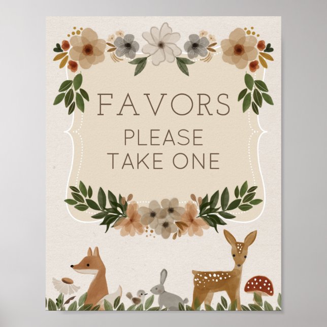Favoriter Underteckna Modern Woodland Baby Shower Poster (Framsidan)