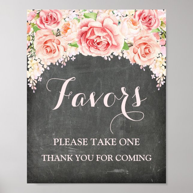 Favoriter Underteckna Rosa-vattenfärgschalkboard f Poster (Framsidan)