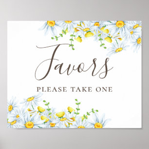 Favoriter. Vattenfärgad daisy. Land blommigt bröll Poster