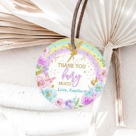 Favoritetikett för Blommigten Magic Fairy Rainbow Runt Klistermärke