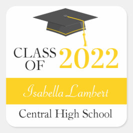 Favoritetiketter för Black & Guld-Studentfest Fyrkantigt Klistermärke