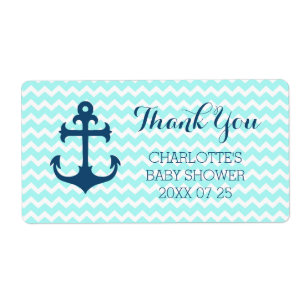 Favoritetiketter för Blue Nautical Baby Shower Fraktsedel