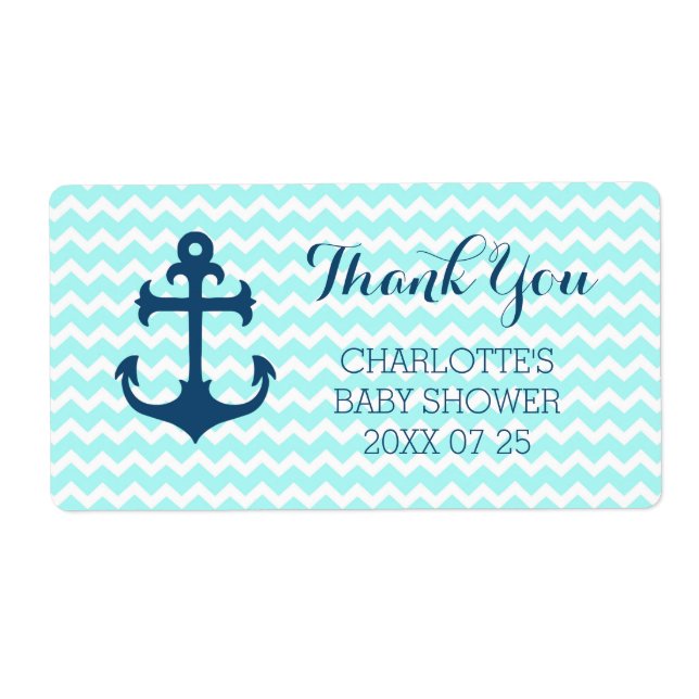Favoritetiketter för Blue Nautical Baby Shower Fraktsedel (Framsidan)