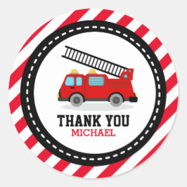 Favoritetiketter för brandmotor Lastbil Party Tack Runt Klistermärke