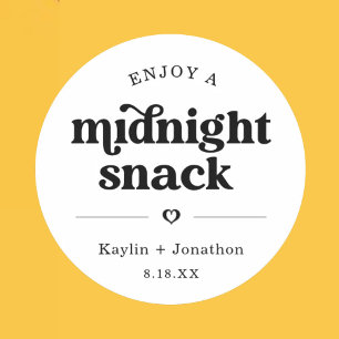 Favoritetiketter för Snack-bröllop vid midnatt Runt Klistermärke