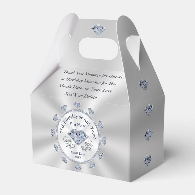 Favoritfält, favoritidéer för 75:e-födelsedag presentaskar (Framsidan Sidan)