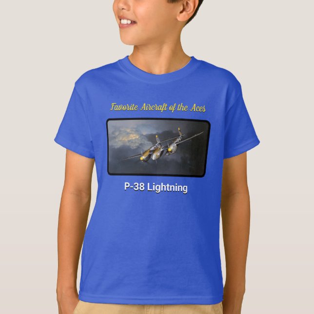 Favoritflygplan i Ess P-38 Blixt T Shirt (Framsida)