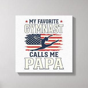 Favoritgymnast kallar mig pappa patriotisk vintage canvastryck