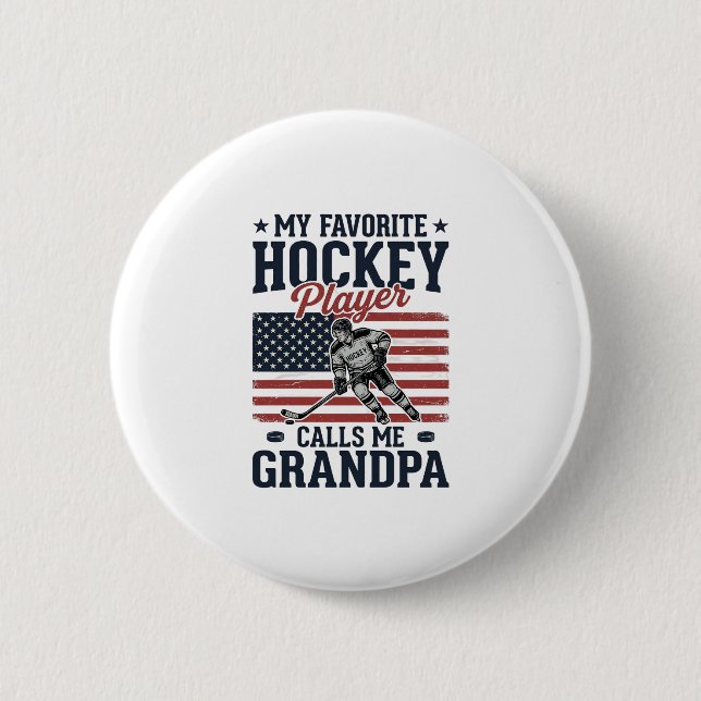Favorithockeyspelare kallar mig farfar Vintage Sh Knapp (Framsida)