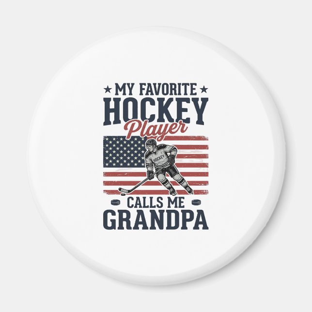 Favorithockeyspelare kallar mig farfar Vintage Sh Magnet (Framsidan)