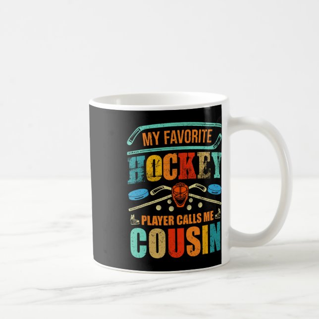 Favorithockeyspelare kallar mig kusin fadersdag kaffemugg (Höger)
