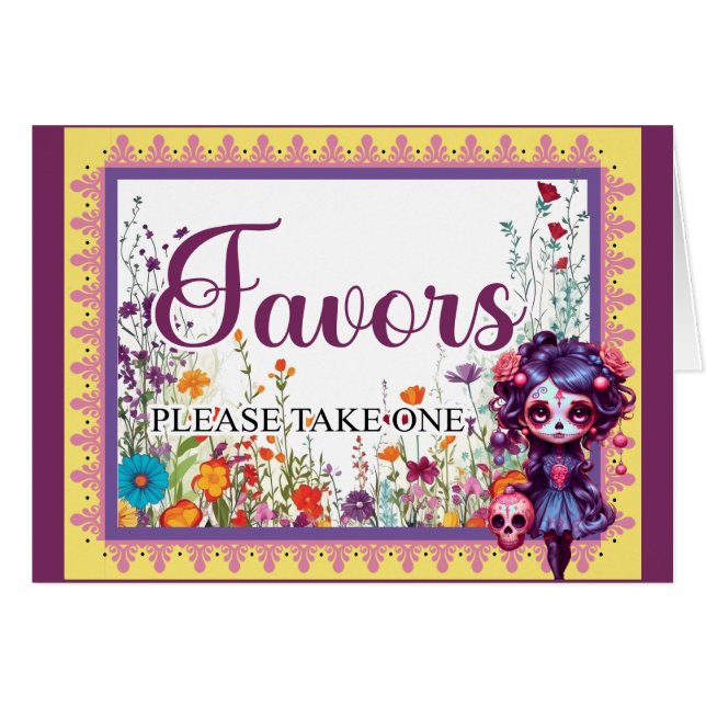 Favoritkort för Cute Gothic Garden Sugar Skull OBS Kort (Framsidan Horizontal)