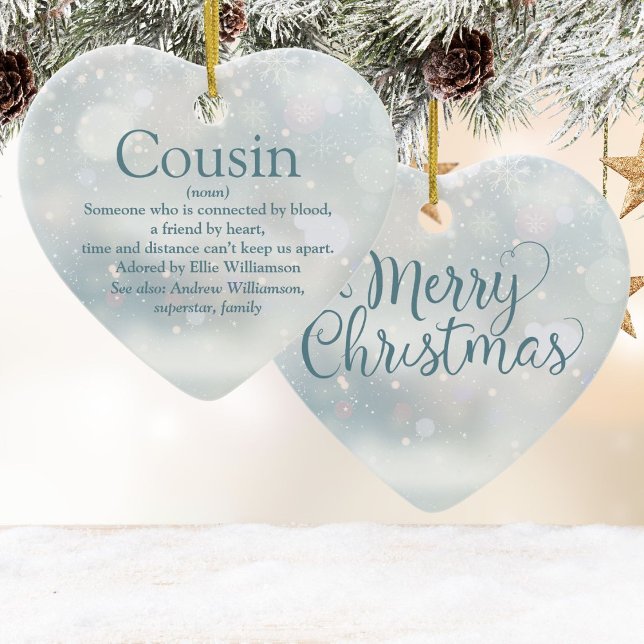 Favoritkusin Definition God Jul Julgransprydnad Keramik (Favorite Cousin Definition Merry Christmas Ceramic Ornament)