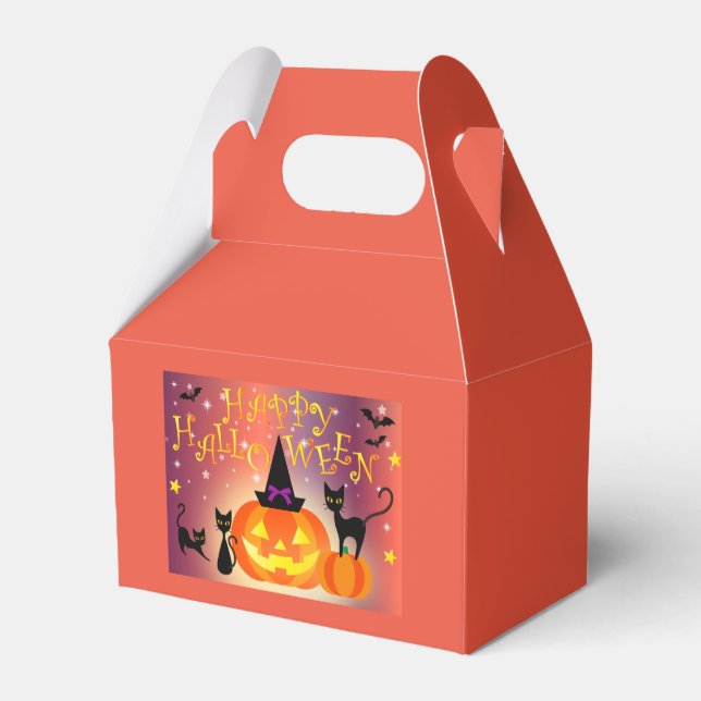 Favoritlåda Dekorerad Jack-O'-Lantern Halloween Presentaskar (Baksidan Sidan)