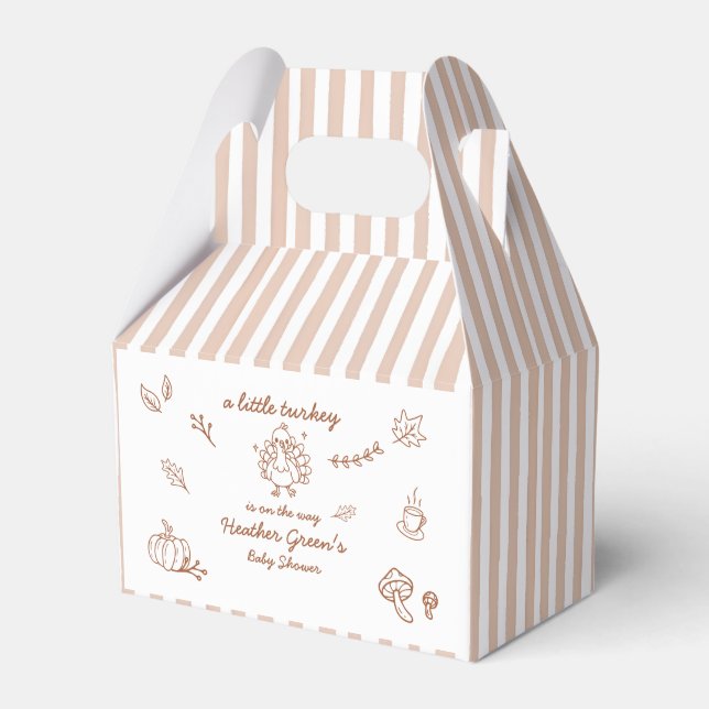 Favoritlåda för hösttema baby shower med kalkon presentaskar (Framsidan Sidan)
