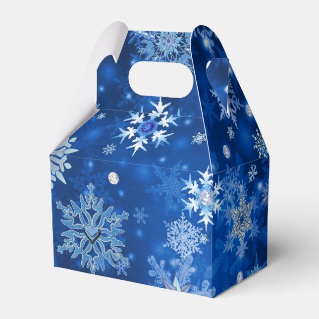Favoritlådan Snöflingor Blue och Silver Presentaskar (Framsidan Sidan)