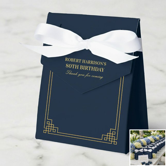 Favoritlådor Chic Navy Gold Art Deco 80-årsdag Presentaskar (SEE FULL SUITE AT BOTTOM)