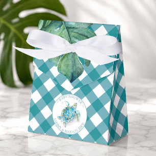 Favoritlådor för baby shower med tropisk havssköld presentaskar