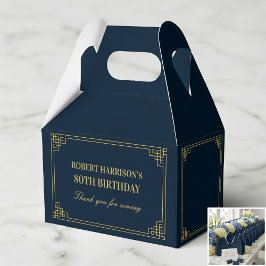 Favoritlådor Navy Gold Art Deco 80-årsdag Presentaskar