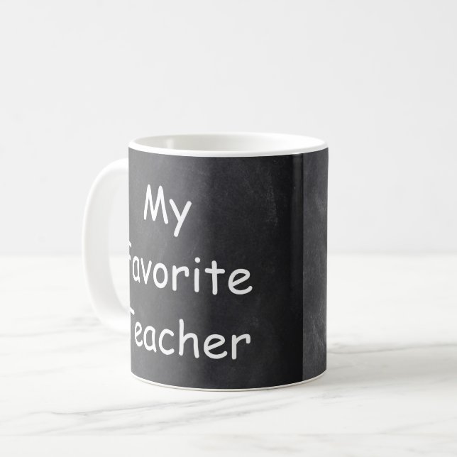 Favoritlärarpresent med svart tavla-design kaffemugg (Framsida vänster)