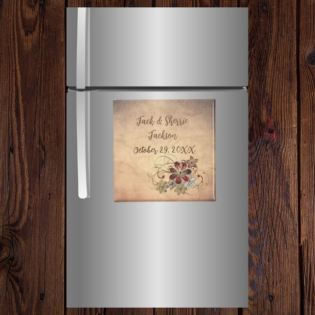 Favoritmagnet Bröllop med Blommigten Namn och datu Magnet (Skapare uppladdad)
