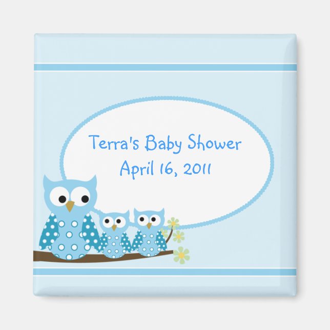 Favoritmagnet för BLUE HOOT UGGLA Baby Shower Magnet (Framsidan)