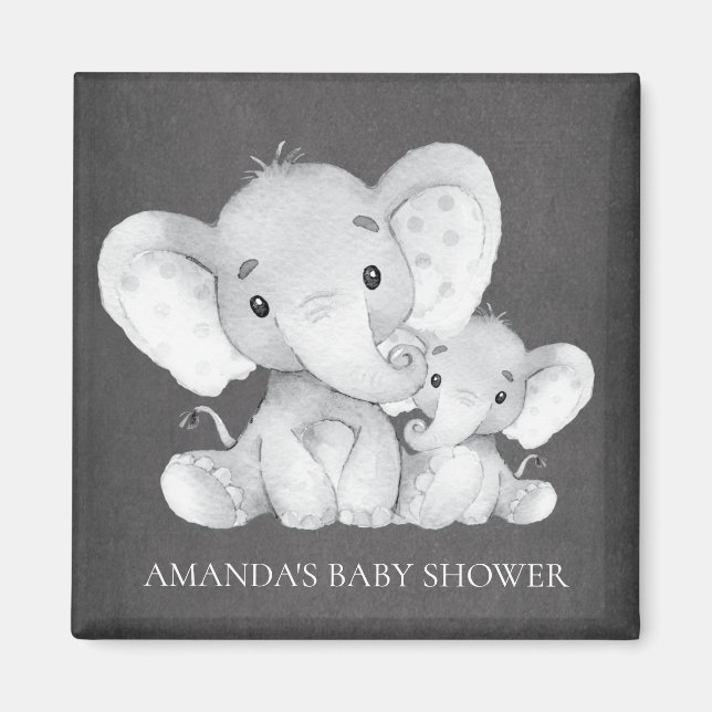 Favoritmagnet för chalkboard Elephant Baby Shower Magnet (Framsidan)