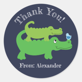 Favoritmärke för Anpassningsbarna Preppy Alligator Runt Klistermärke