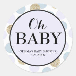 Favoritmärke för babyvisningsparti - Polka dots Runt Klistermärke