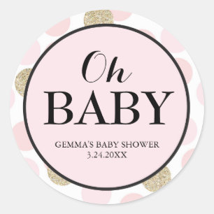 Favoritmärke för babyvisningsparti - Polka dots Runt Klistermärke