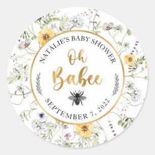 Favoritmärke för Bee Baby Shower Runt Klistermärke