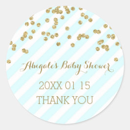 Favoritmärke för Blue Guld Rand Baby Shower Runt Klistermärke