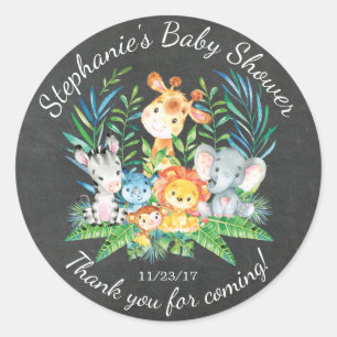 Favoritmärke för chalkboard-jungle Animal Baby Sho Runt Klistermärke