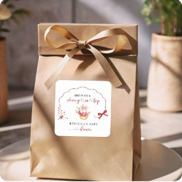 Favoritmärke för färgen Cherry Baby Shower Cute Wa Fyrkantigt Klistermärke