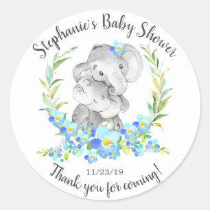 Favoritmärke för mamma & Baby Elephant Shower Runt Klistermärke