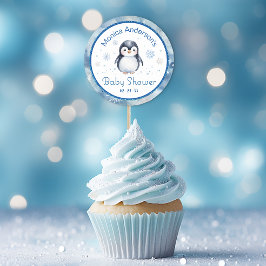 Favoritmärke för Penguin Baby Shower Runt Klistermärke
