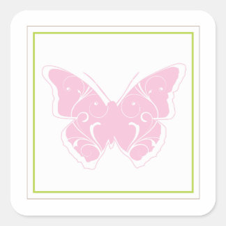 Favoritmärke för rosa Butterfly Baby Shower Fyrkantigt Klistermärke