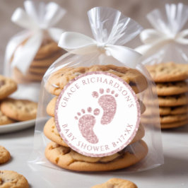 Favoritmärke för rosa Glitter Baby Shower Runt Klistermärke