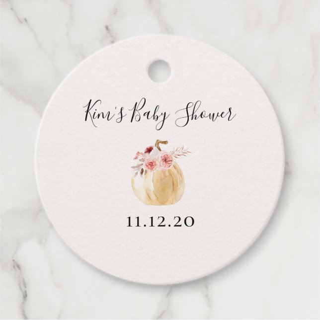 Favoritmarker för hösttema baby shower gåvor etiketter (Framsida)
