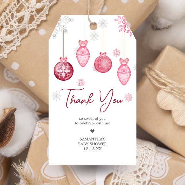 Favoritmärkningar för Flickans julklapp i Baby Presentetikett (Santa Baby Christmas Baby Shower Favor Tags)