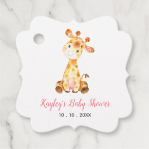 Favoritmärkningar för Flickbabyskor - Giraffe Rosa Gåvor Etiketter