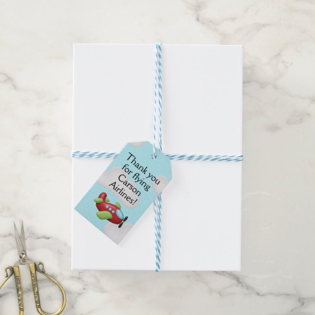 Favoritmärkningar för flygplansfödelsedag eller ba presentetikett (Med Snöre)