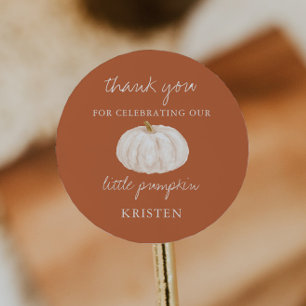 Favoritmärkningar för Little Pumpkin Boho Fall Bab Runt Klistermärke