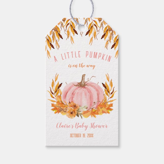 Favoritmärkningar för Little Pumpkin Rosa Girl Bab Presentetikett (Framsidan)