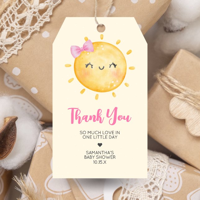 Favoritmärkningar för Little Ray of Sunshine Baby  Presentetikett (Little Ray of Sunshine Boho Baby Shower Favor Tags)