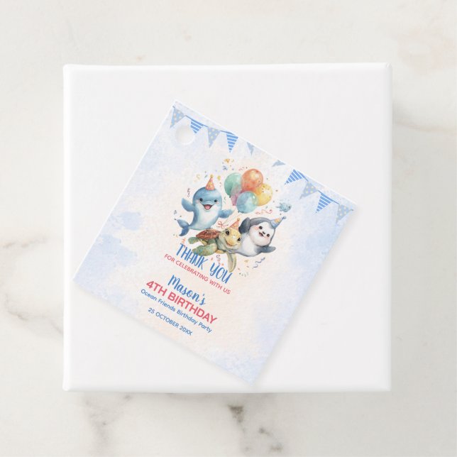 Favoritmärkningar för Ocean Friends Birthday Gåvor Etiketter (På plats)