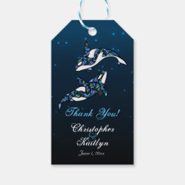 Favoritmärkningar för Orca Whales Bröllop Tack Presentetikett