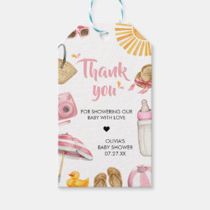 Favoritmärkningar för rosa Splish Stänk Baby Showe Presentetikett
