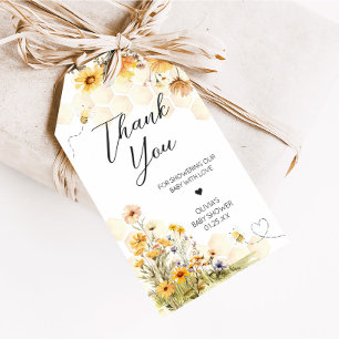 Favoritmärkningar för Solroshonung Baby Shower Presentetikett